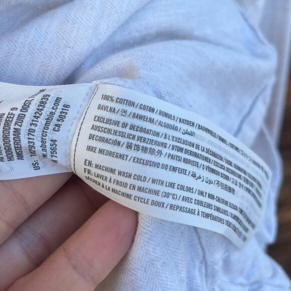 ABERCROMBIE & FITCH | 100% Cotton Boyfriend Waffle Cream Off White Button Down M - Picture 4 of 5